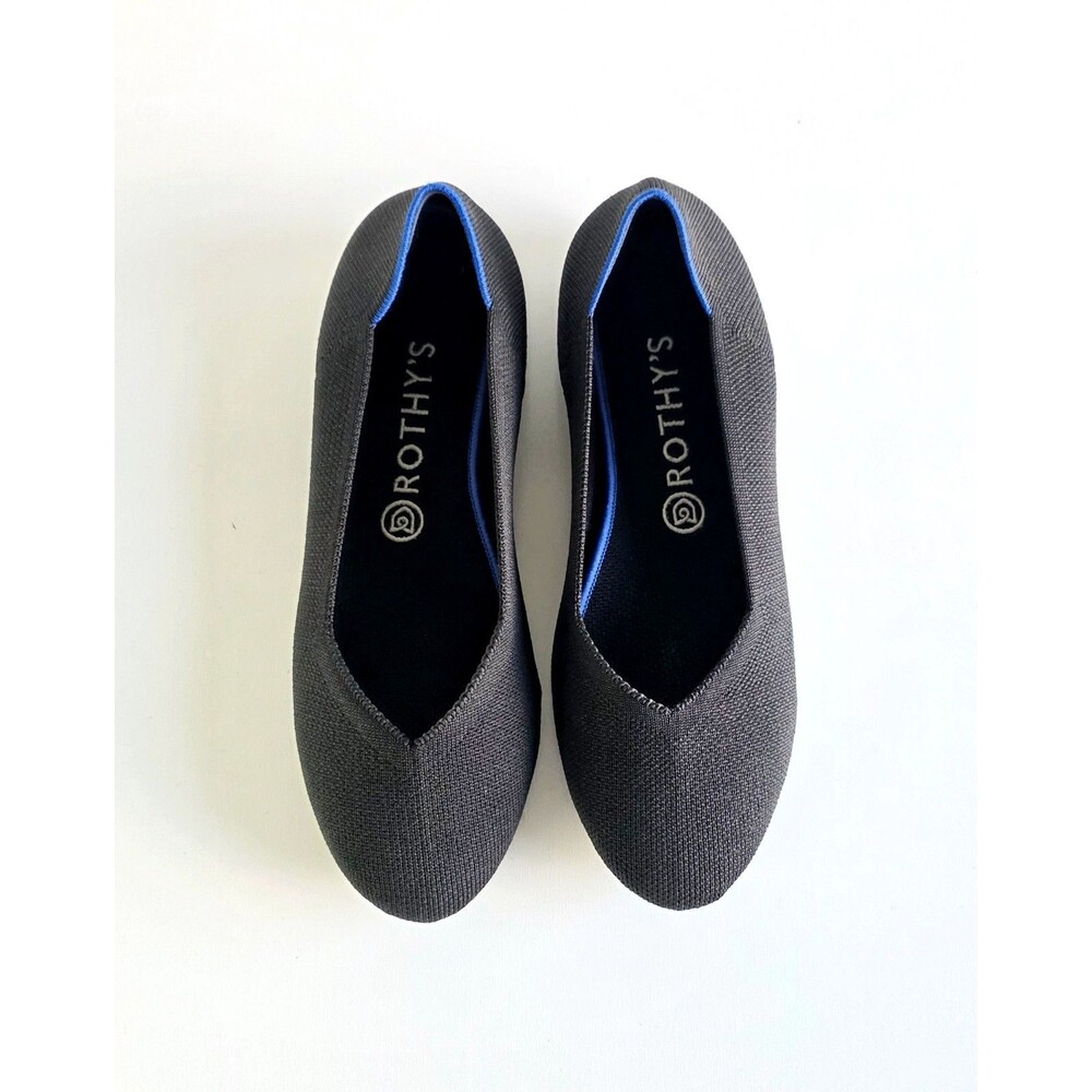 ROTHY'S The Flat Black Knit Shoes Sz 10 40.5 Round Toe Slip On Comfort